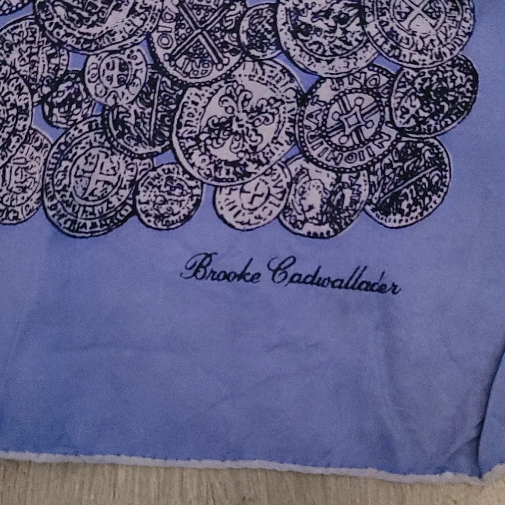 Vintage 1950’s BROOKE CADWALLADER SILK Scarf "Coins" - Picture 2 of 5